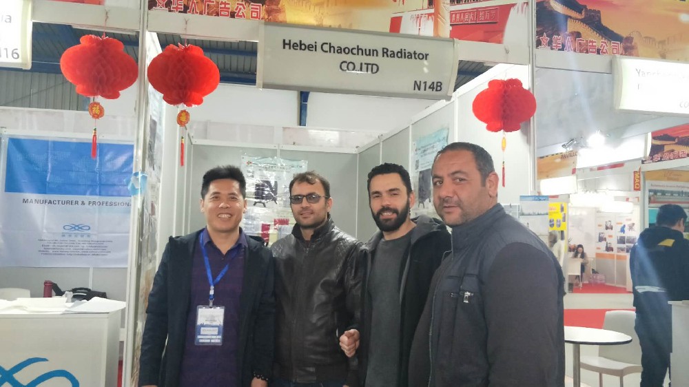 公司參加展會與國外客戶親切交談